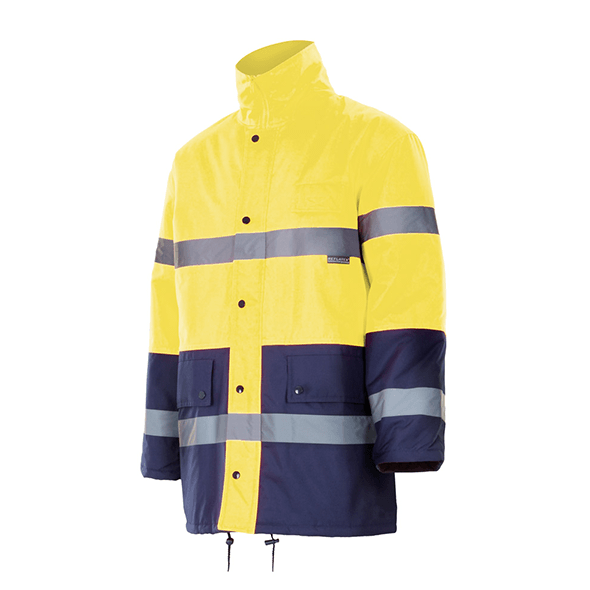 Bicolor Manteau avec fermeture éclair, boutons haute visibilité