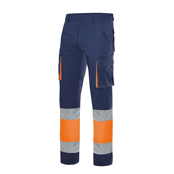 Bicolor Pantaloni con alta visibilità Tasche 100% Cotone