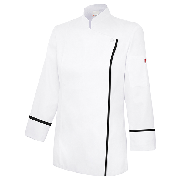 Woman Chef Coat Long Sleeve med skjult Clasp